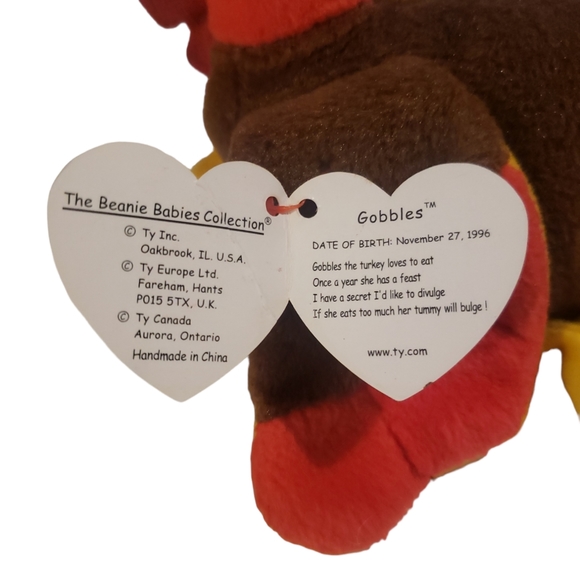 Vintage Ty Beanie Baby Gobbles The Turkey - Picture 4 of 7